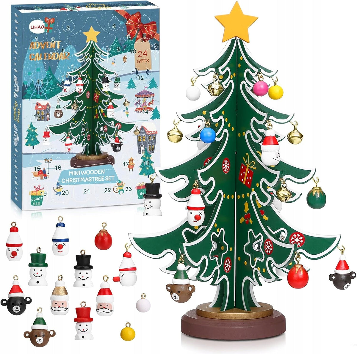 ADVENT CALENDAR Christmas tree WITH ORNAMENTS 24 PENDANTS CHRISTMAS TREE DECORATIONS