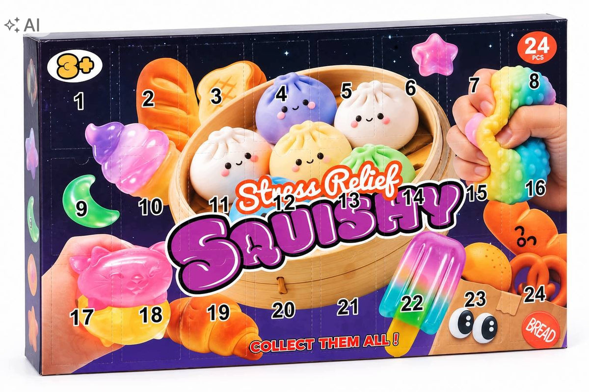ADVENT CALENDAR DUMPLINGS 24 SQUISHIES SQUISHY MYSTERY COLORFUL Packaging status original