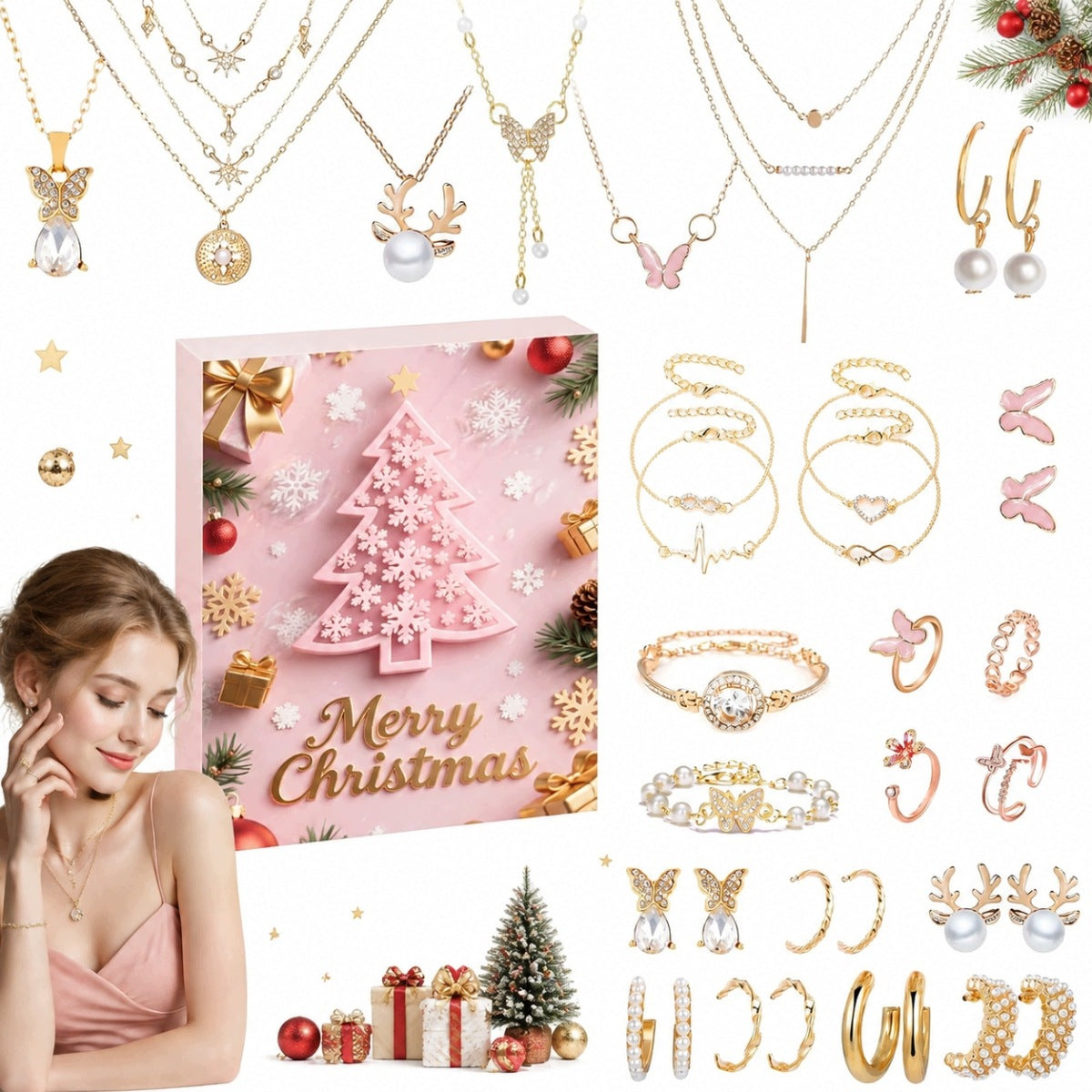 ADVENT CALENDAR FOR 2026 WITH JEWELRY FOR WOMEN, NECKLACES, 24 DAYS