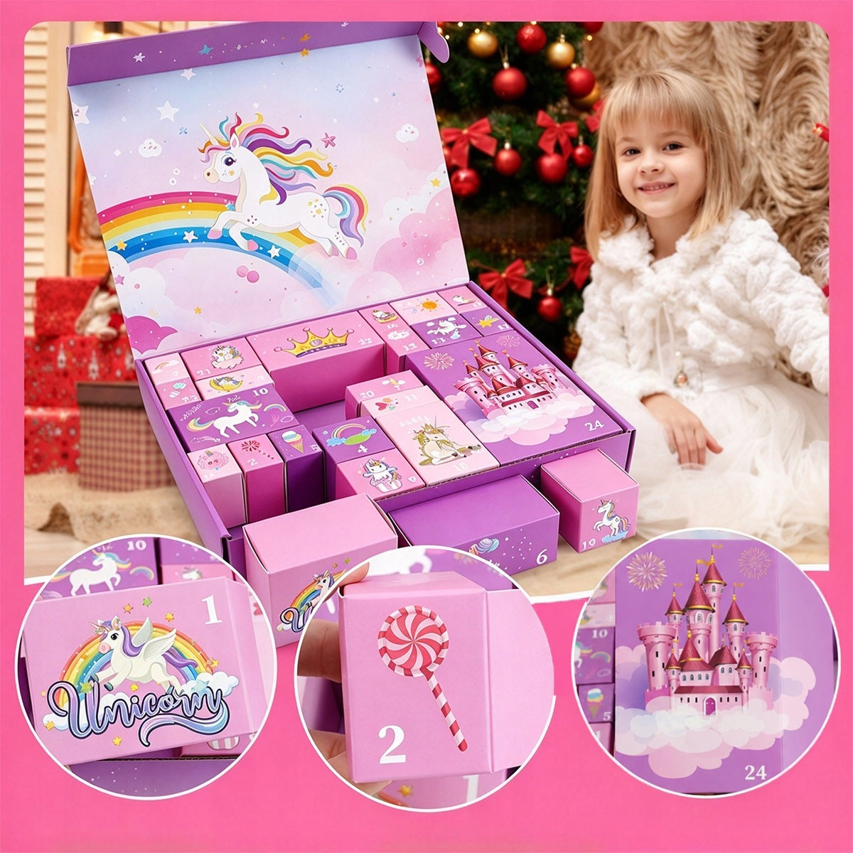 ADVENT CALENDAR FOR BABY GIRL 24PCS UNICORN GIFT SET Packaging status original