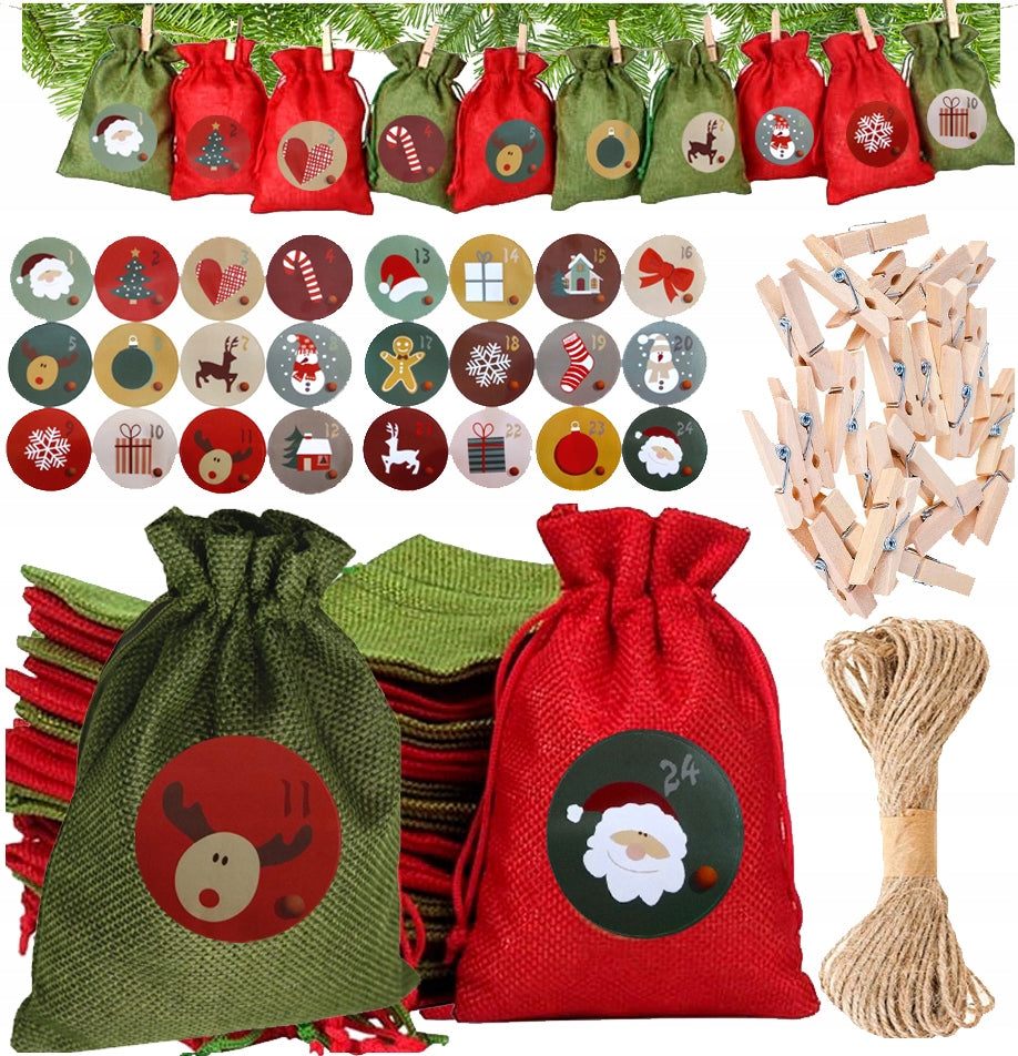 ADVENT CALENDAR FOR CHILDREN DIY 24 POUCHES HANGING DO IT YOURSELF EMPTY