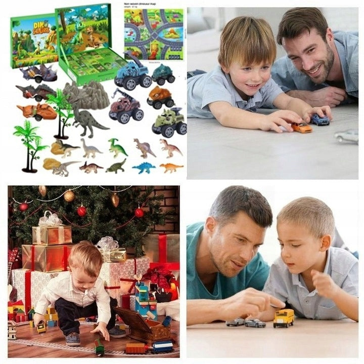 ADVENT CALENDAR FOR CHILDREN WITH DINOSAURS DINOSAUTY CAR FIGURINES MAP Manufacturer code Kalendarz Adwentowy dla fana dinozaurów DINO