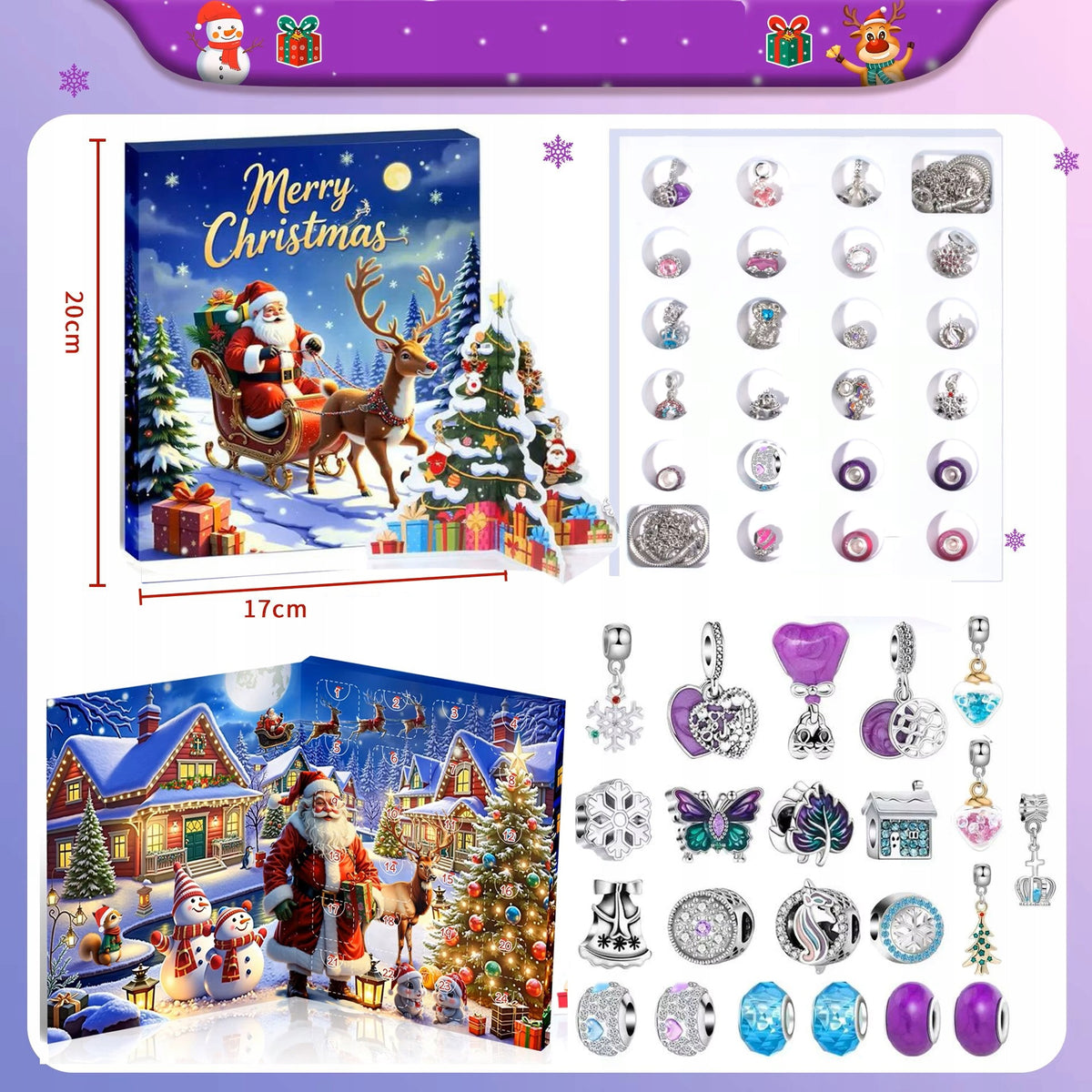 ADVENT CALENDAR FOR GIRLS BRACELET PENDANTS JEWELRY GIFT Packaging status original