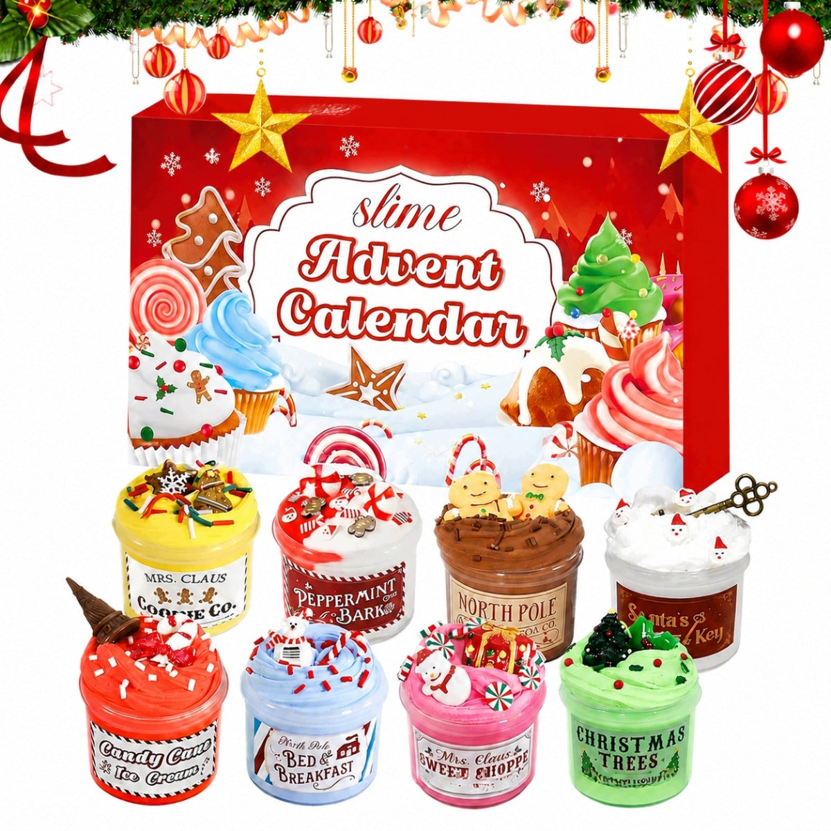 ADVENT CALENDAR GIFT FOR WORLD HOLIDAYS SLIME SQUISHIES 24 PCS DIY