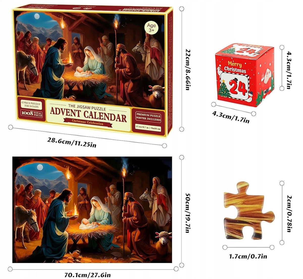 ADVENT CALENDAR NATIVITY SCENE Bethlehem 24x puzzle Puzzle 1008 element KC1 Manufacturer code SZOPKA