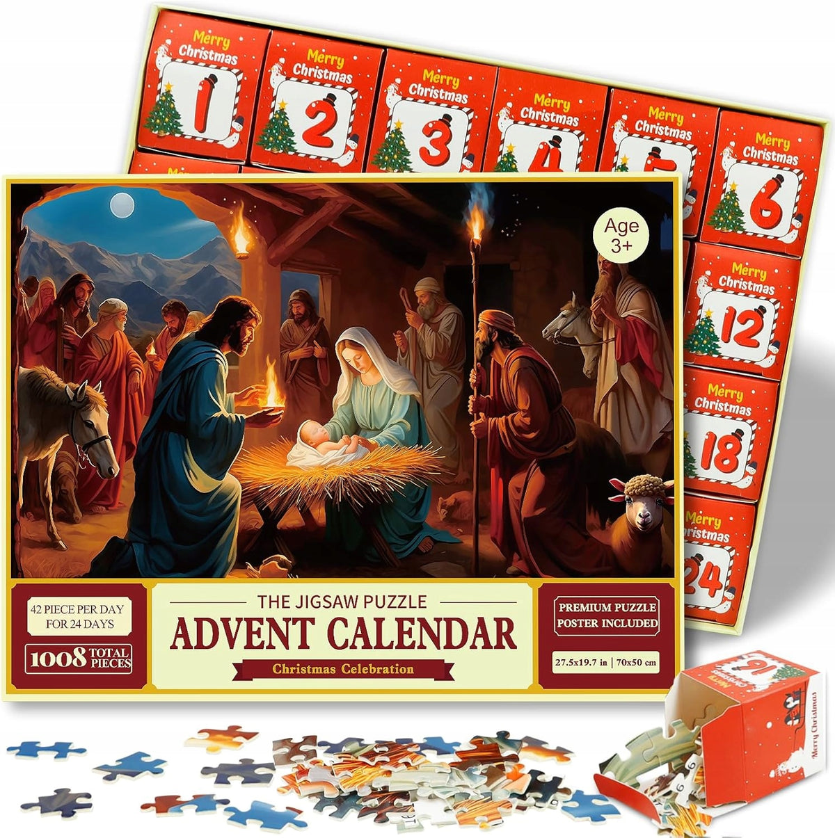 ADVENT CALENDAR NATIVITY SCENE Bethlehem 24x puzzle Puzzle 1008 element KC1