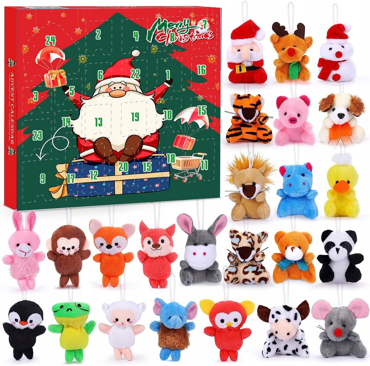 ADVENT CALENDAR PLUSH KEYCHAINS PENDANTS 24 PCS CHRISTMAS GIFT