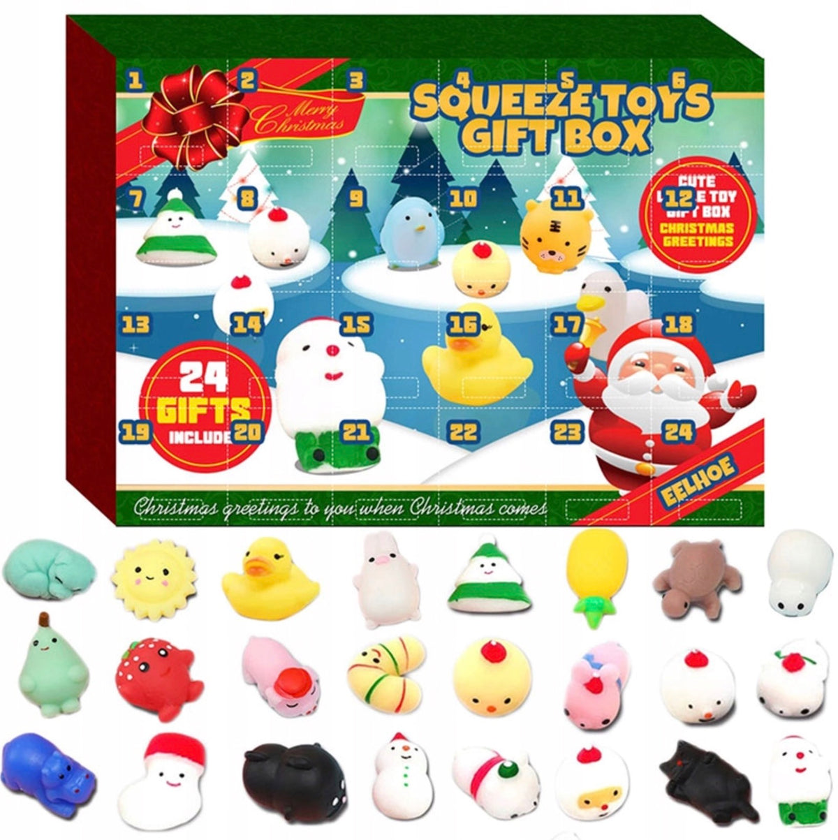ADVENT CALENDAR SQUISHIES SQUEEZY SQUISHY – 24 surprises for children