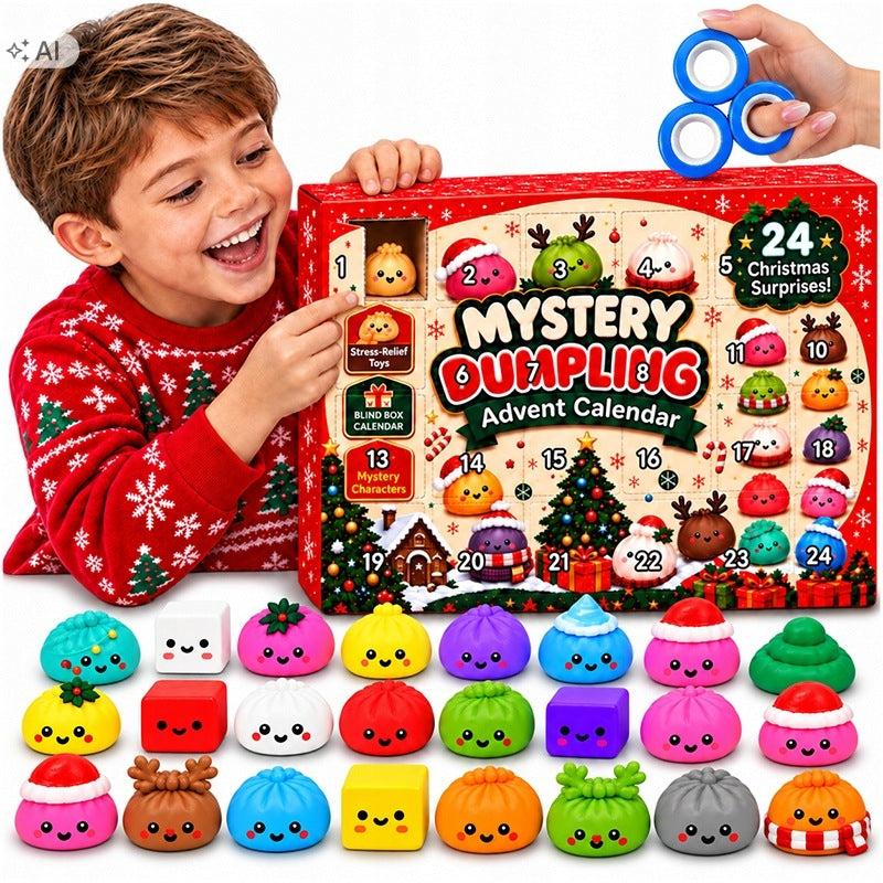 ADVENT CALENDAR SQUISHIES SQUISHY MOCHI TOYS 24 PIECES WITH CRUMPETS Packaging status original