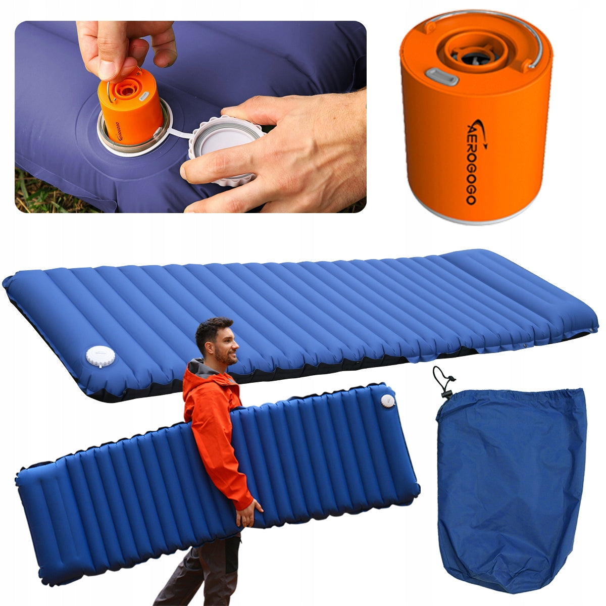 AEROGOGO GM4-01 MATTRESS with pump automatically inflatable 1 person for camping