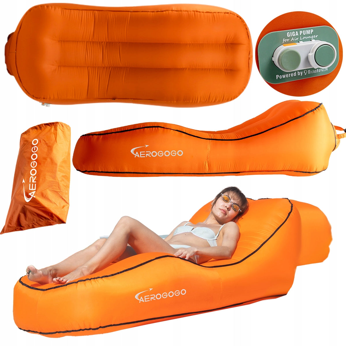 AEROGOGO Inflatable MATTRESS Automatic DECKCHAIR SOFA pumped CS1 ORANGE
