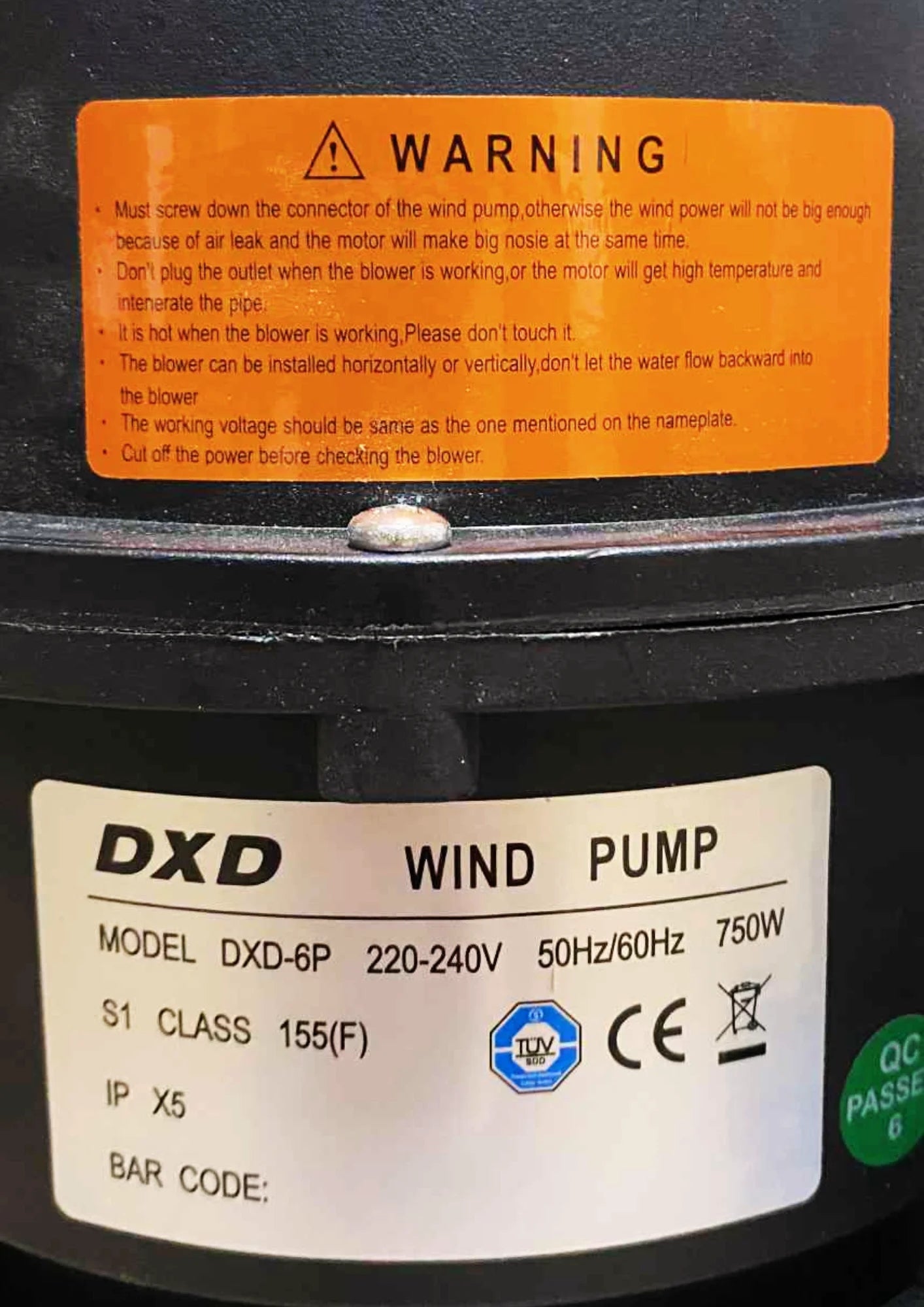 AEROMASSAGE POWERFUL 750W AIR PUMP FOR GARDEN TUB, JACUZI, SPA TUB Manufacturer code DXD-6P