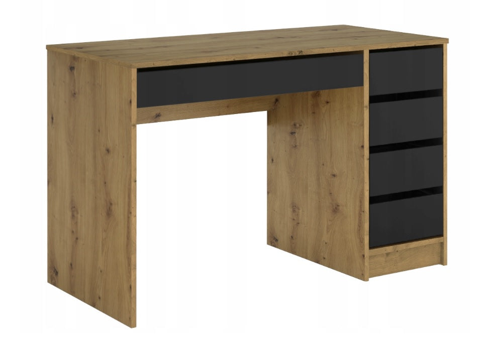 AGA 120 dressing table, artisan oak, matt black front, 5 drawers