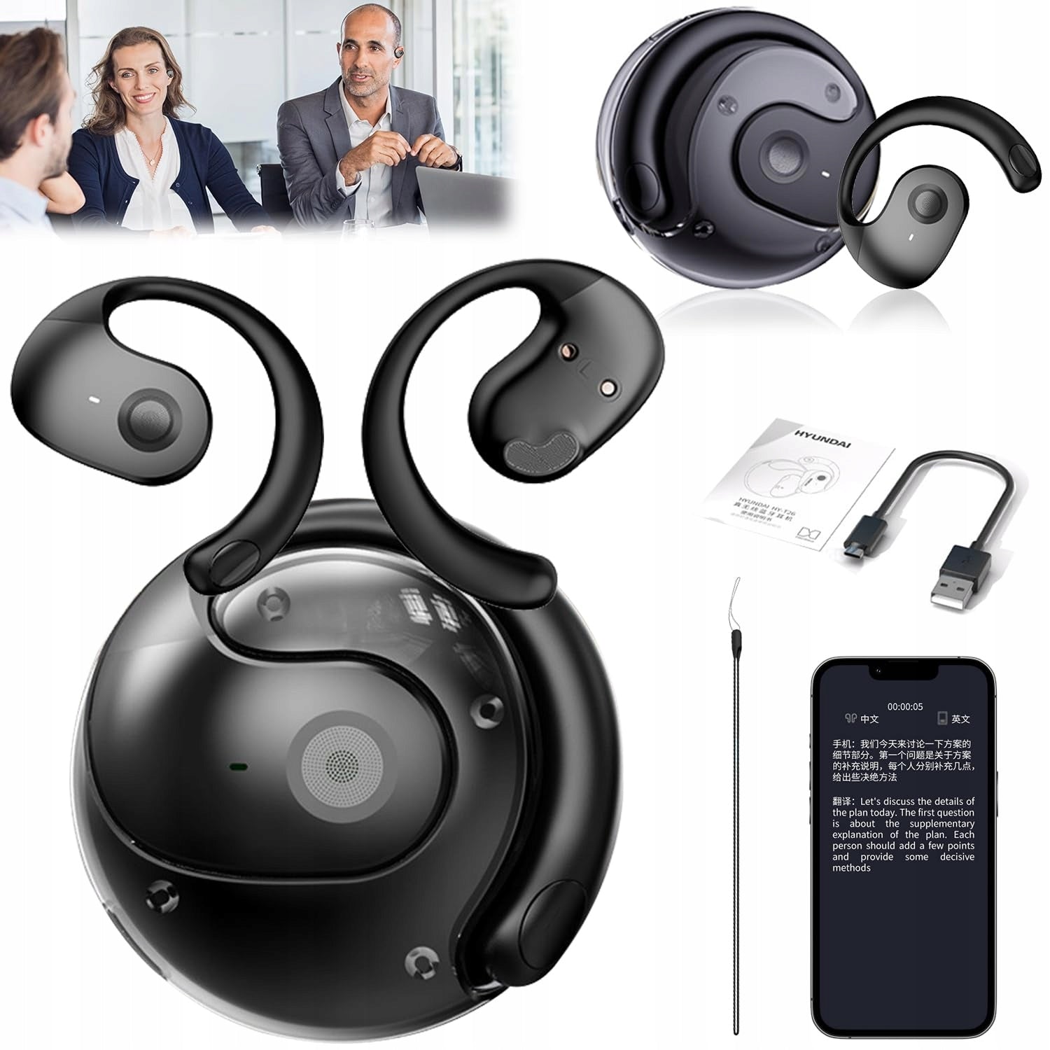 AI HEADPHONES FOR WIRELESS TRANSLATION 5.4 BLUETOOTH FOR LANGUAGE LEARNING