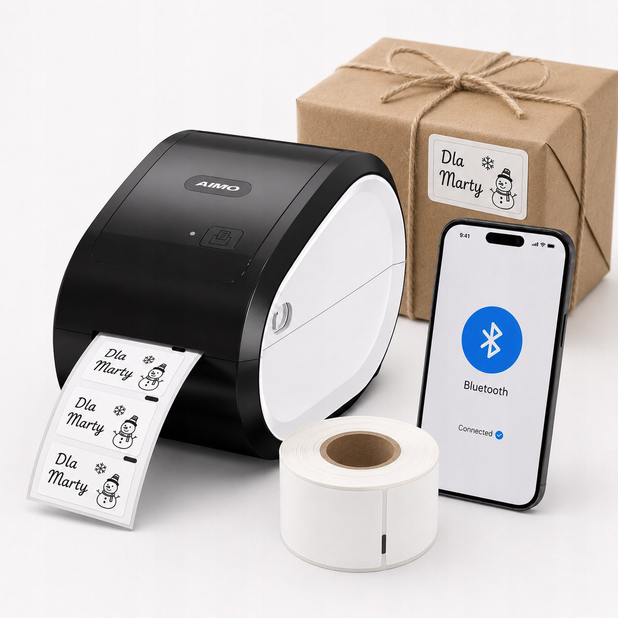 AIMO 650 62mm Bluetooth USB Sticker Label Printer Supports DYMO LW Packaging status original