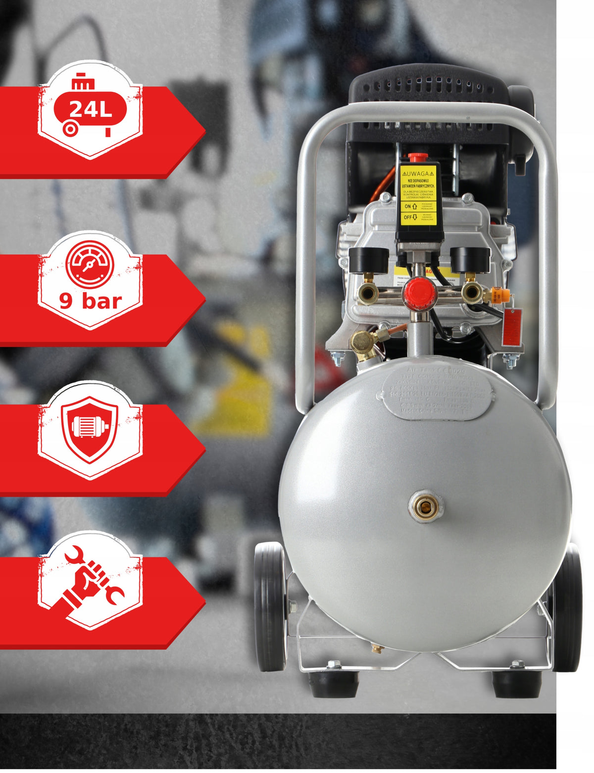 AIR COMPRESSOR OIL COMPRESSOR 3,4KM 24L + PNEUMATIC SET Manufacturer code TA300 TA104 kompresor waz pneumatyczny oleje