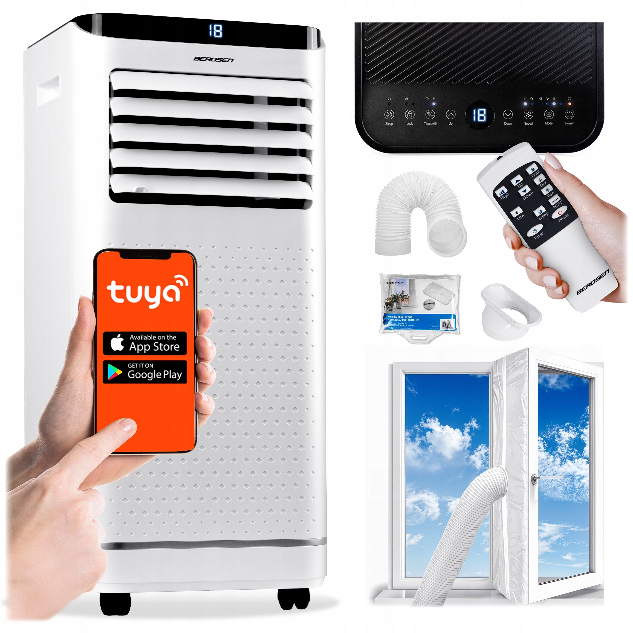 AIR CONDITIONER 2,6kW 30m2 DEHUMIDIFIER 24l/24h WiFi BERDSEN 9000 BTU + Seal