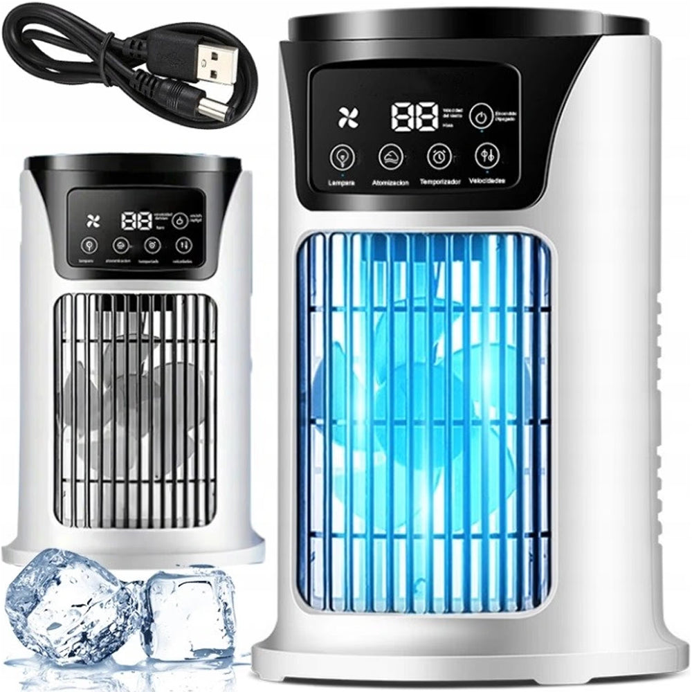 AIR CONDITIONER PORTABLE DESK FAN FOR WATER AND ICE FAN 6 GEARS USB