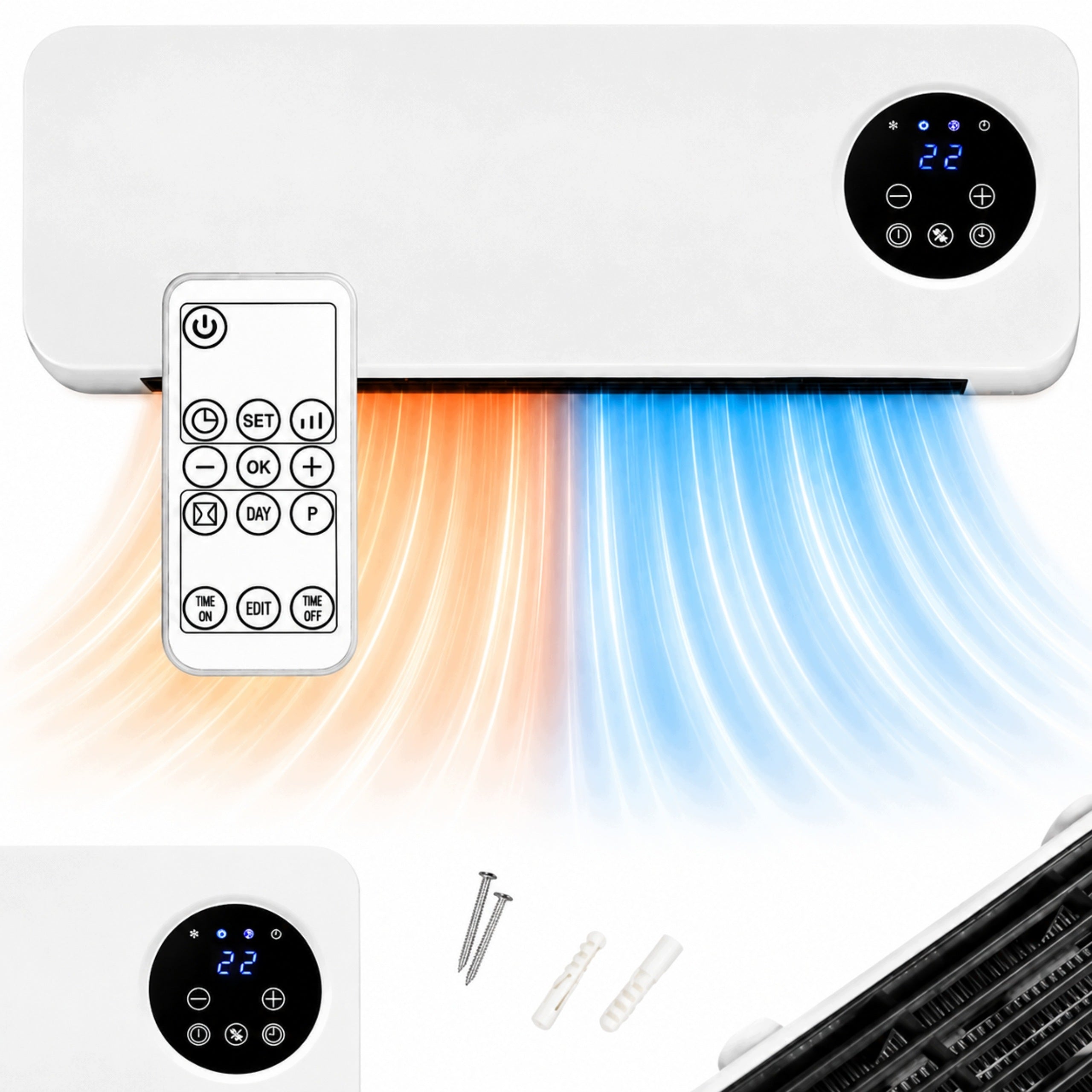 AIR CURTAIN CERAMIC HEATER 2000W 2 MODES + YEAR-ROUND REMOTE CONTROL