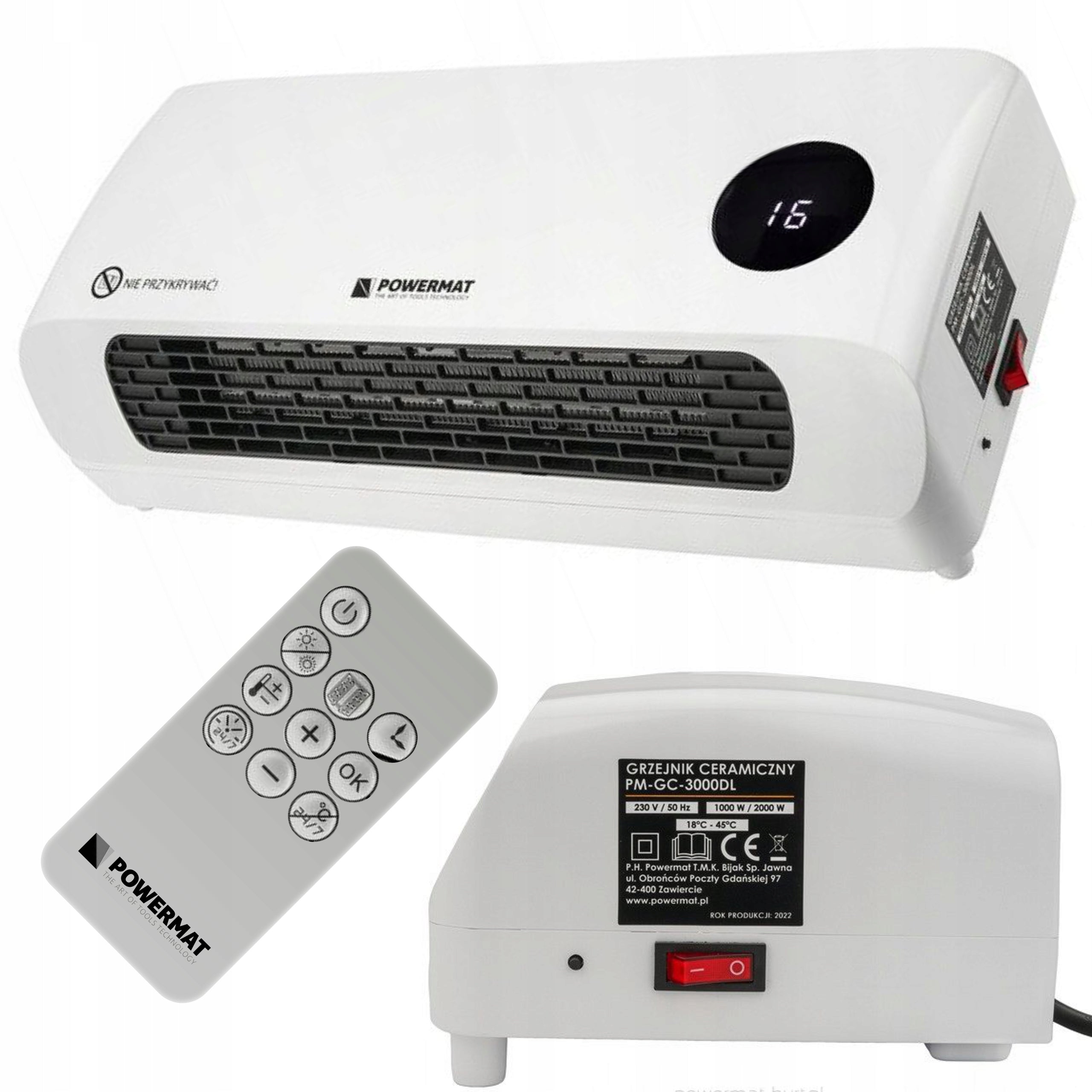AIR CURTAIN CERAMIC HEATER 2000W REMOTE CONTROL HEATING AIR SUPPLY GC-3000DL