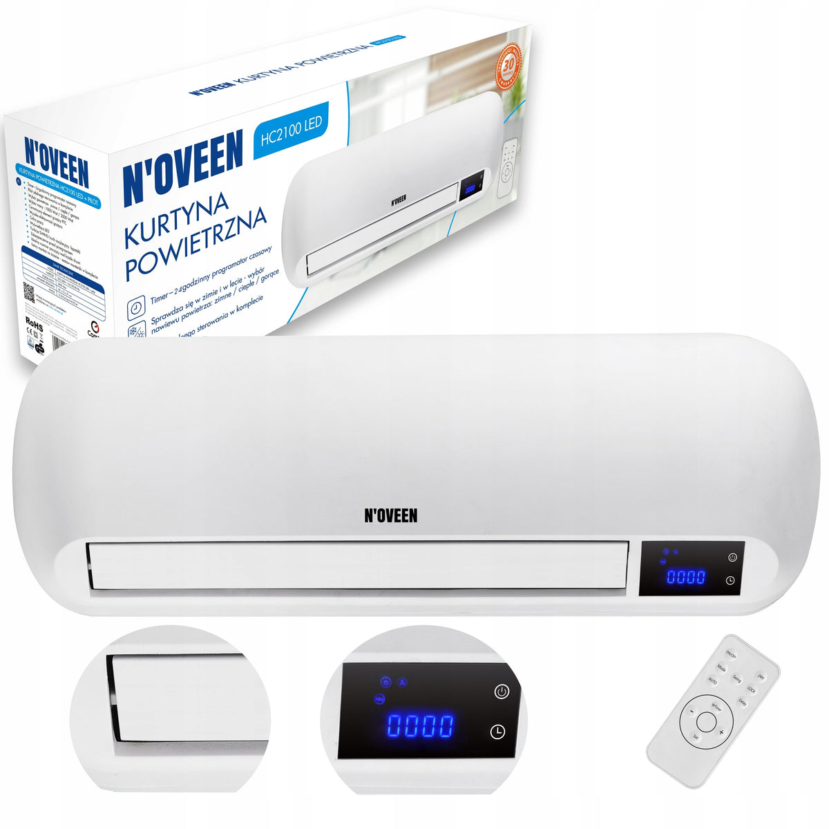AIR CURTAIN ENERGY SAVING HEATER REMOTE CONTROL TIMER BLOWING OSCILLATION Packaging status original