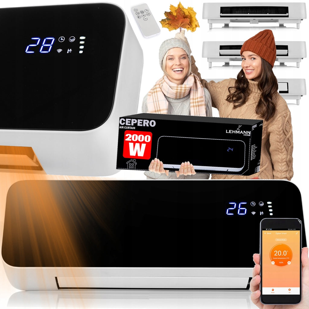 AIR CURTAIN FAN ELECTRIC HEATER 2000W WI-FI + REMOTE CONTROL