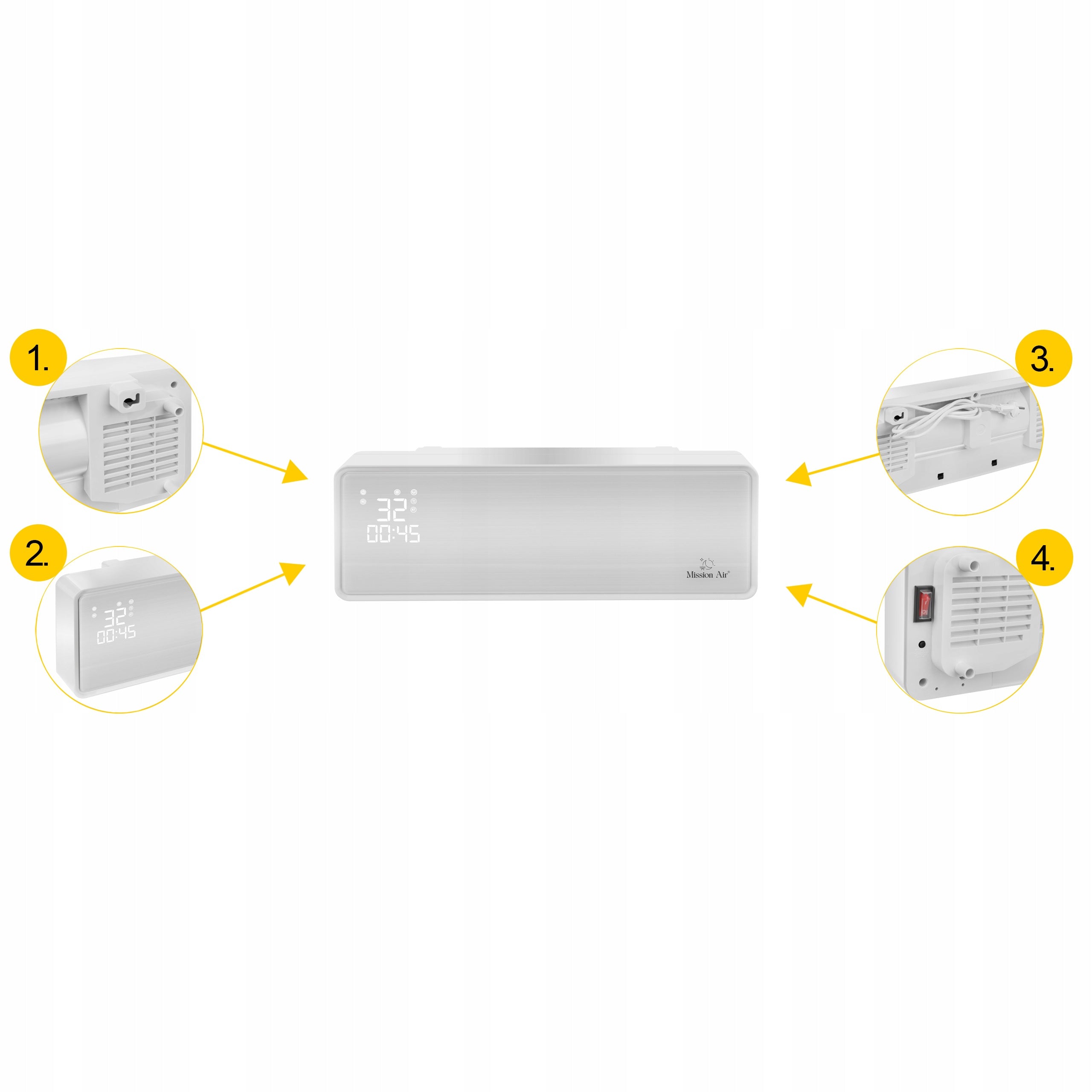 AIR CURTAIN energy-saving electric heater PILOT TIMER 2000W Manufacturer code Kurtyna Farelka Mission Air AERO White 2000W