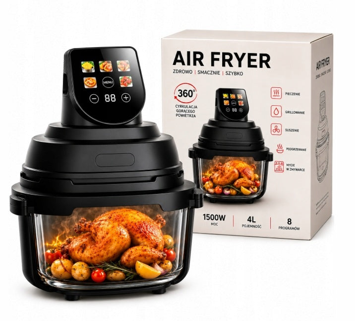 AIR FRYER NON-FAT AIR FRYER GLASS SMART TOUCH SCREEN 4L