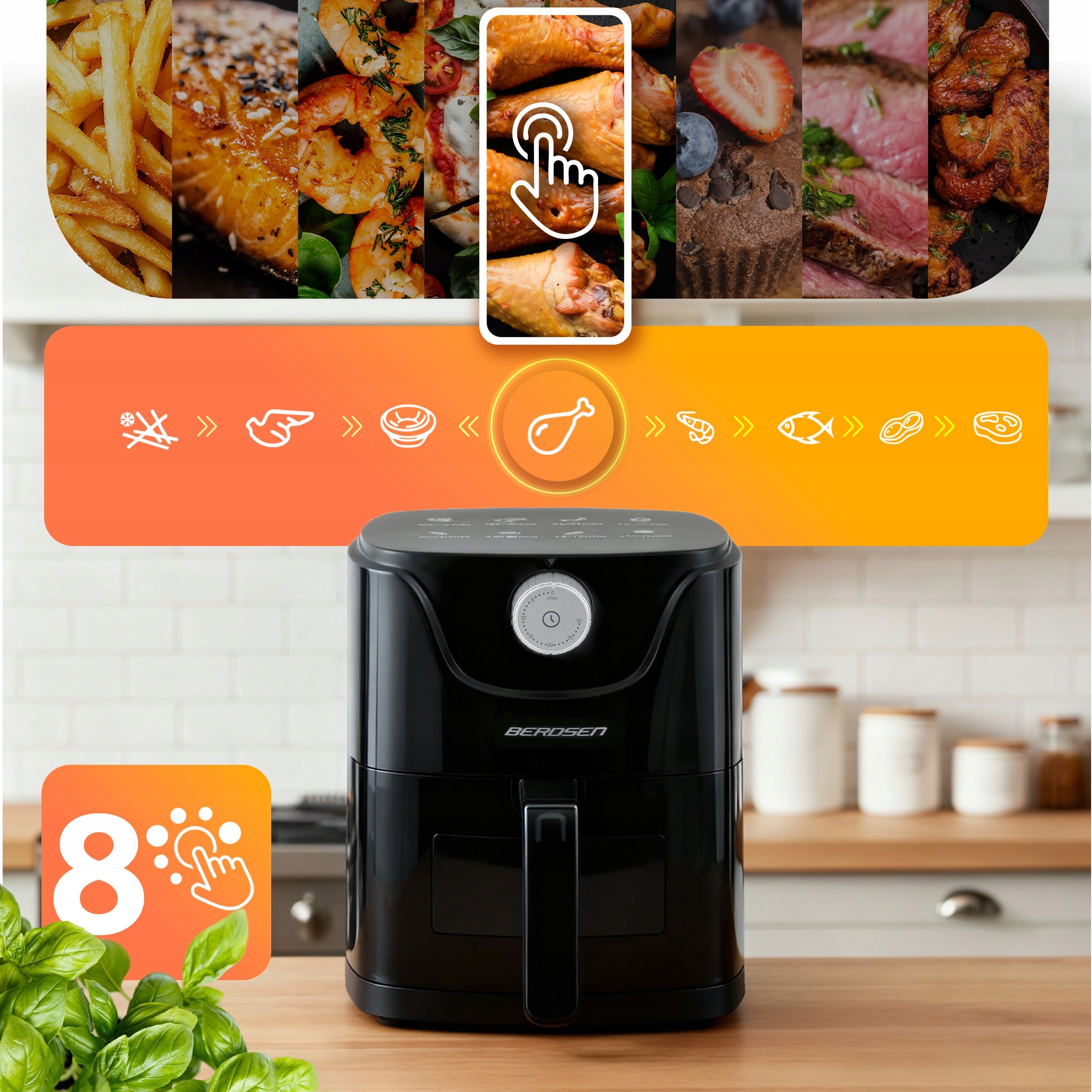 AIR FRYER NON-FAT AIR FRYER STRONG BERDSEN Dominant color black