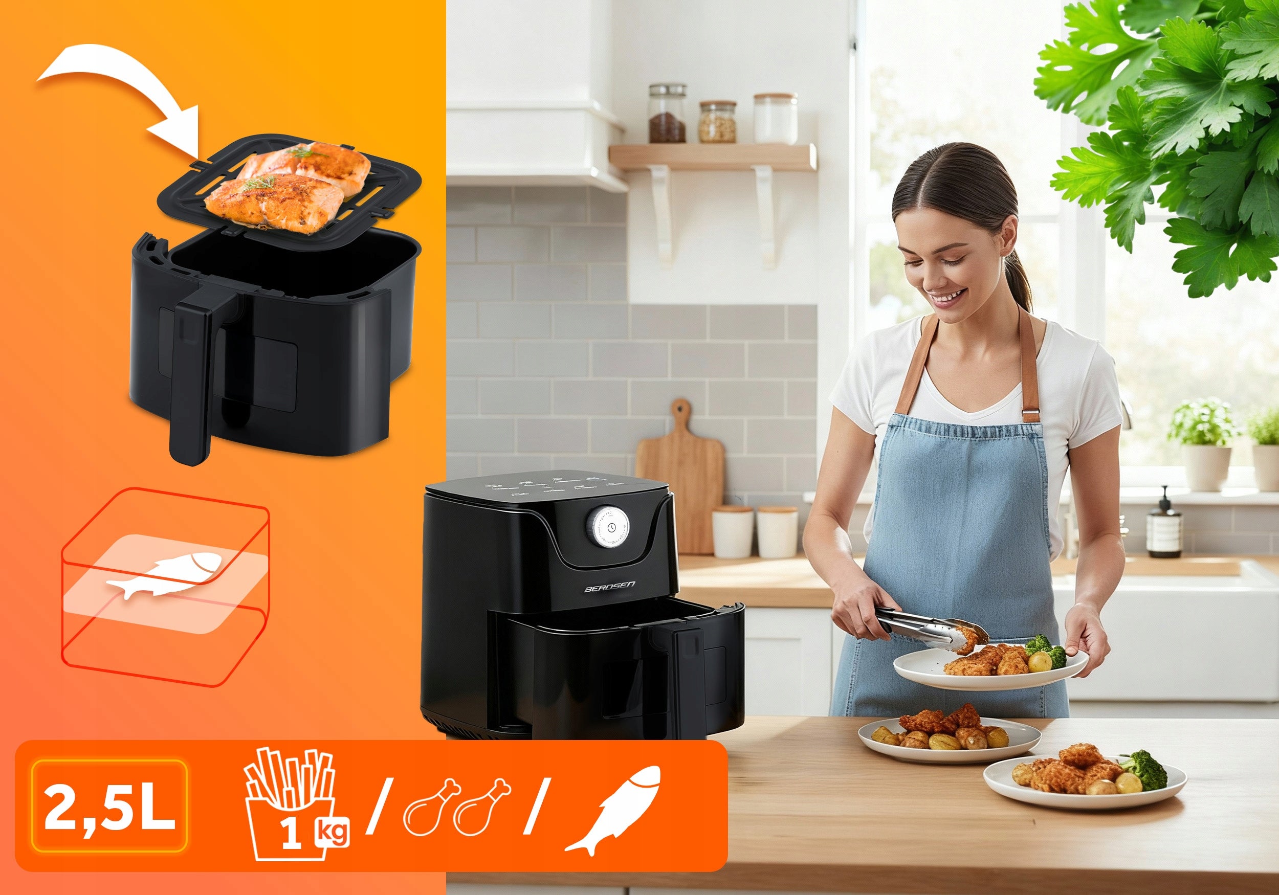 AIR FRYER NON-FAT AIR FRYER STRONG BERDSEN Model BD-654