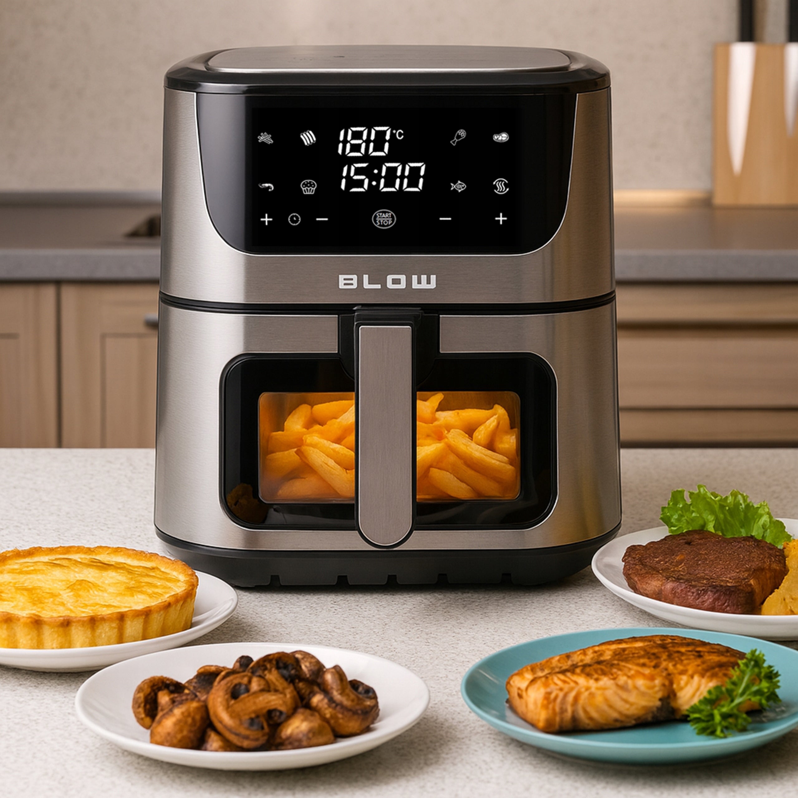 AIR FRYER NON-FAT LARGE BOWL XL 8L 2 HEATERS STRONG 2500W Dominant color gray