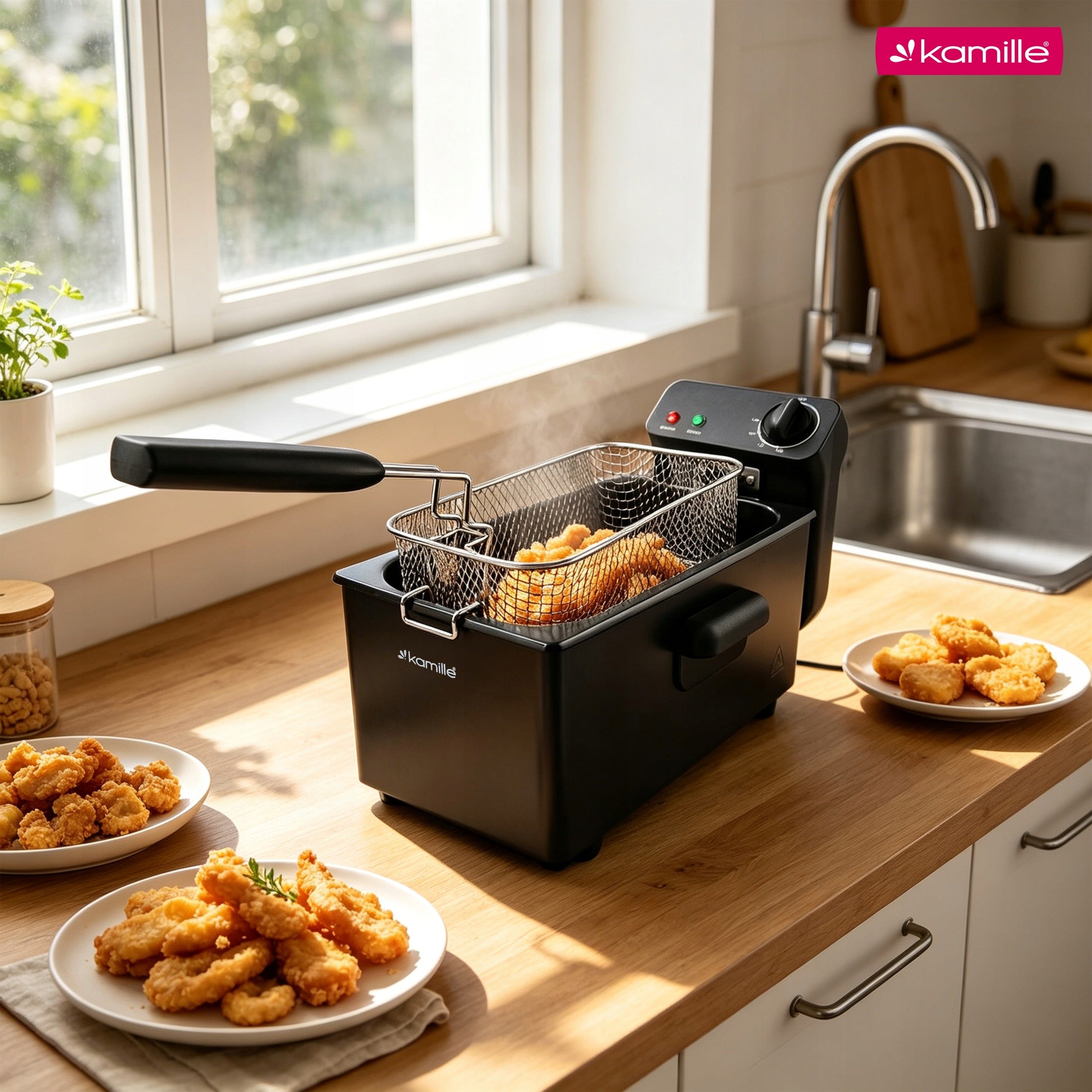 AIR FRYER POWERFUL COMPACT 3,0 L FRIES CHICKENS KAMILLE Packaging status original