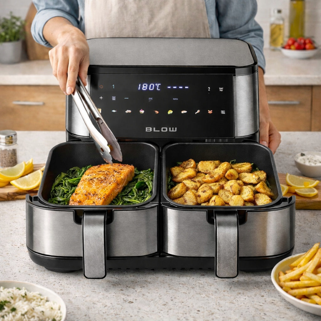 AIR FRYER TWO-CHAMBER AIR FRYER NON-FAT WINDOW 9L XXL STRONG 2600W Dominant color gray