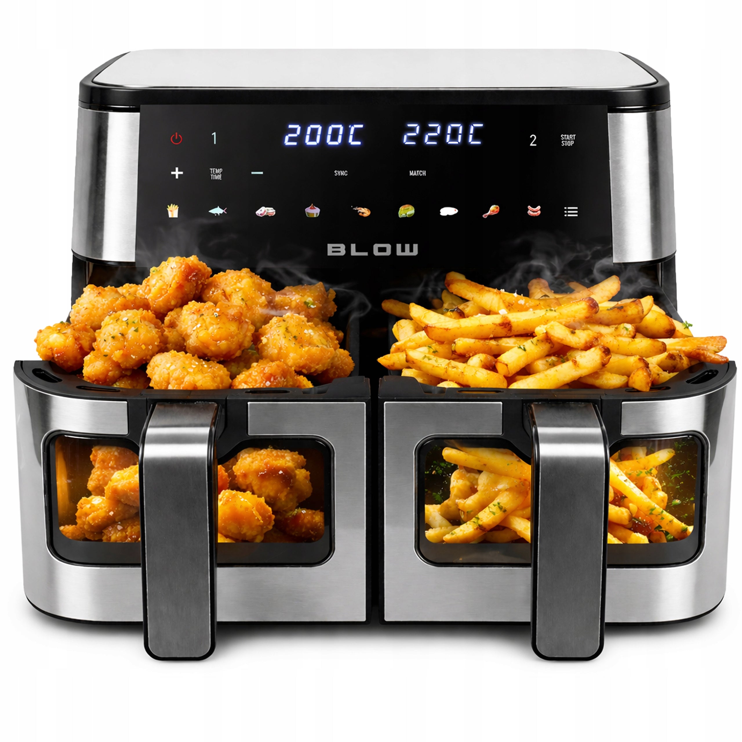 AIR FRYER TWO-CHAMBER AIR FRYER NON-FAT WINDOW 9L XXL STRONG 2600W
