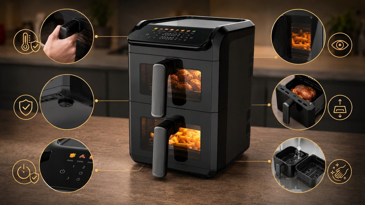 AIR FRYER TWO-CHAMBER NON-FAT AIRFRYER 10L AIR FRYER 2,7 Manufacturer code cr_6332 FRYTOWNICA BEZTŁUSZCZOWA ELEKTRYCZNA