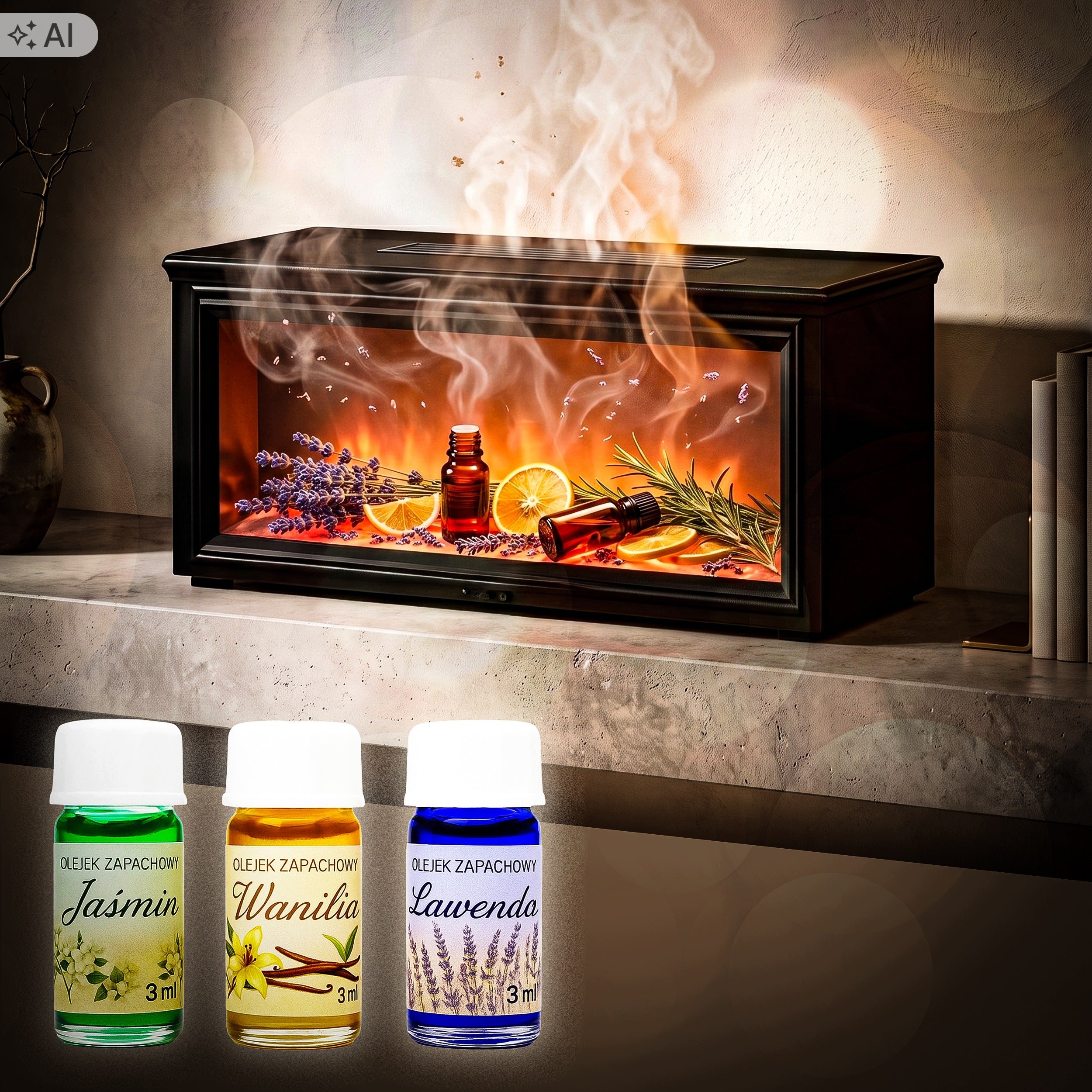 AIR HUMIDIFIER FIREPLACE FRAGRANCE DIFFUSER Aromatherapy OILS PILOT RGB Medical device no