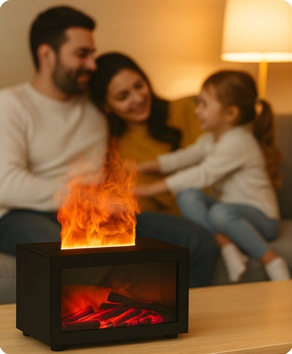 AIR HUMIDIFIER FIREPLACE OIL DIFFUSER AROMATHERAPY MINI LED 7 COLORS Manufacturer code J01 Hikari