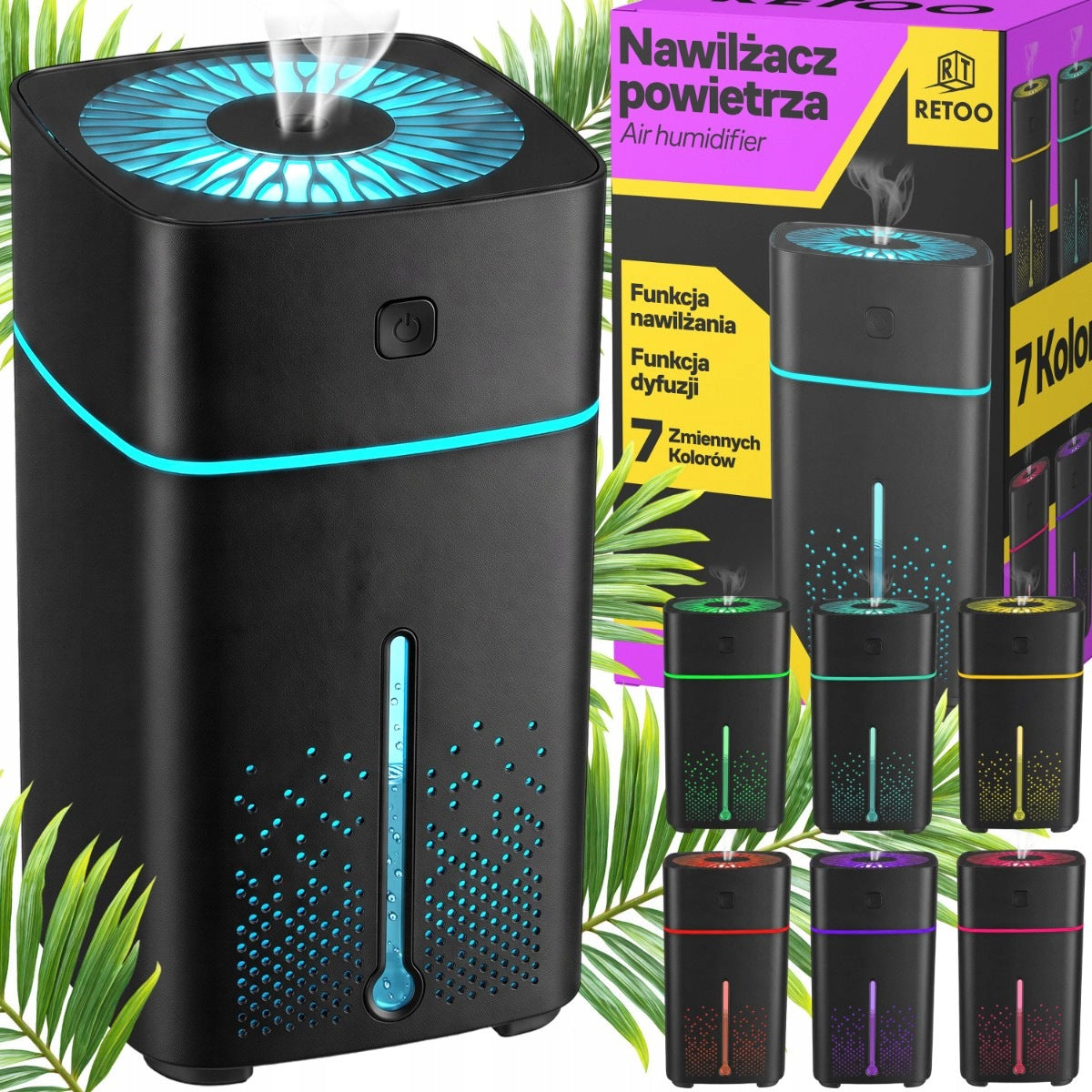 AIR HUMIDIFIER FRAGRANCE DIFFUSER 1000ml AROMATHERAPY LED LIGHT BLACK