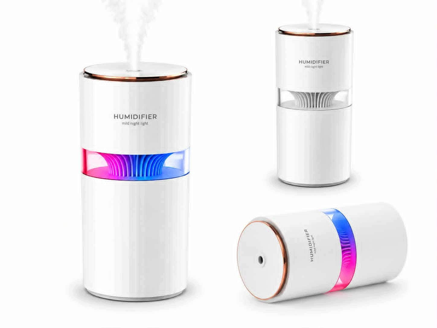 AIR HUMIDIFIER NIGHT LIGHT 2in1 400ml WHITE QUIET USB FOR HOME OFFICE