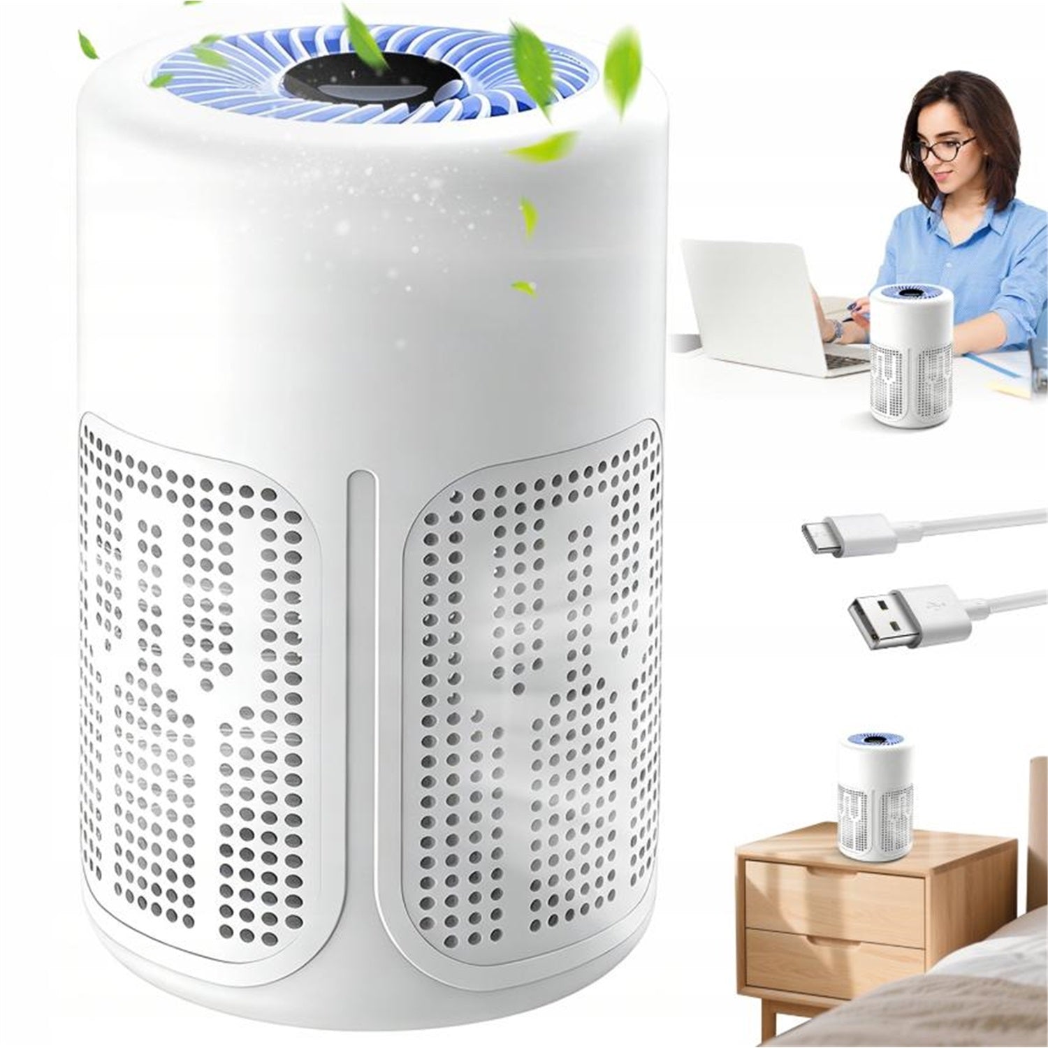 AIR PURIFIER IONIZER NEGATIVE IONS 5W WHITE FILTER AIR FRESHENER 5V