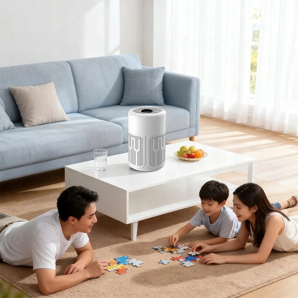 AIR PURIFIER WITH HEPA USB FILTER QUIET OPERATION FOR ROOM AND CAR Dominant color white