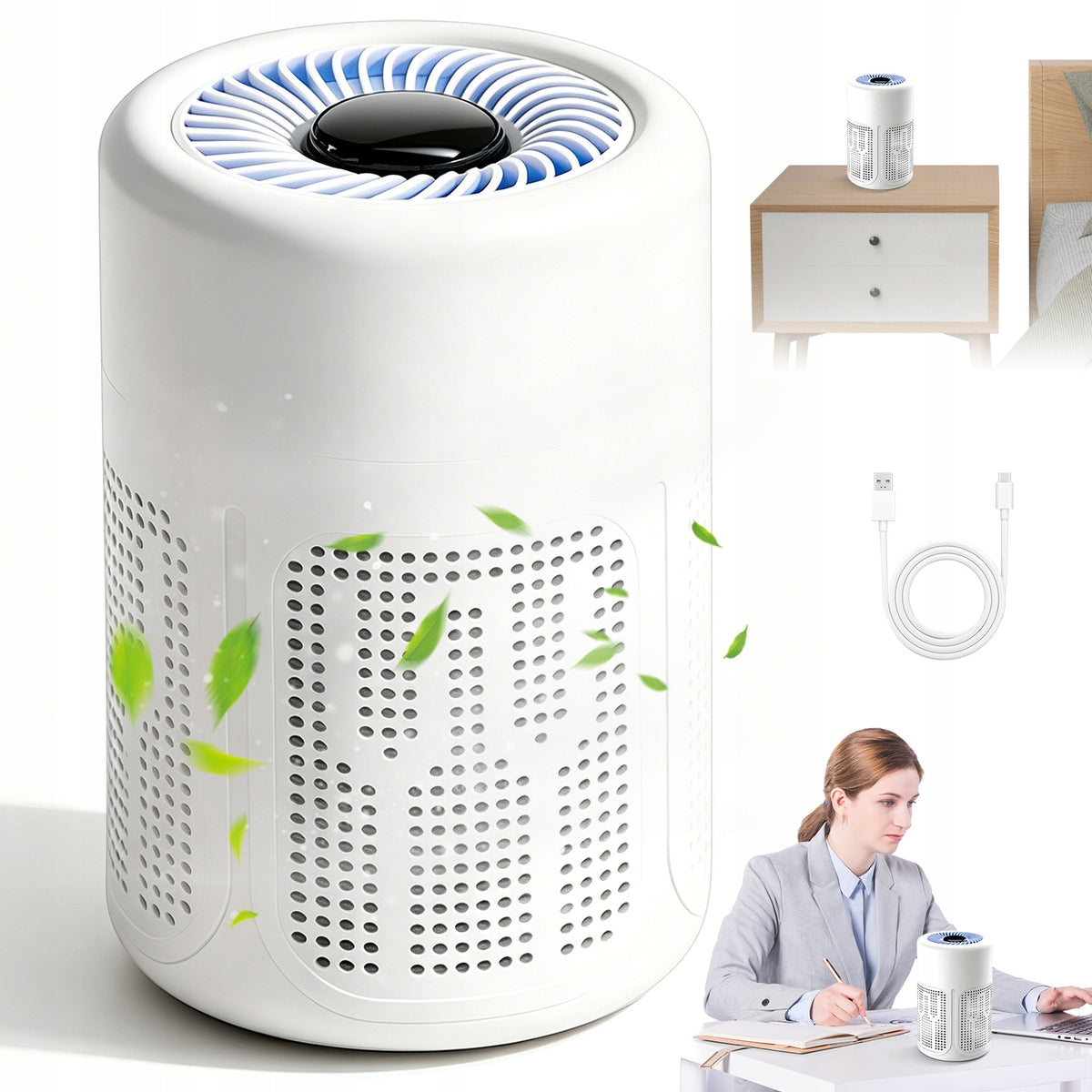 AIR PURIFIER WITH HEPA USB FILTER QUIET OPERATION FOR ROOM AND CAR