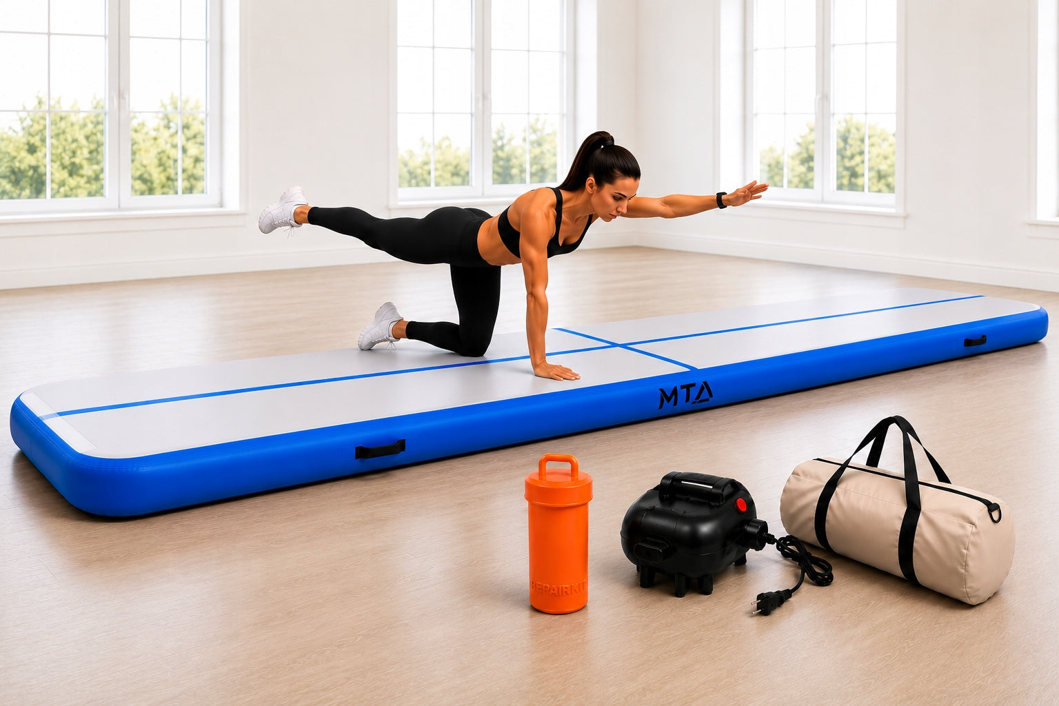 AIR TRACK ACROBATIC PATH Gymnastic Mat INFLATABLE MATTRESS Pump 3m Manufacturer code AIR TRUCK BLUE 3M NIEBIESKA TWARDA MOCNA