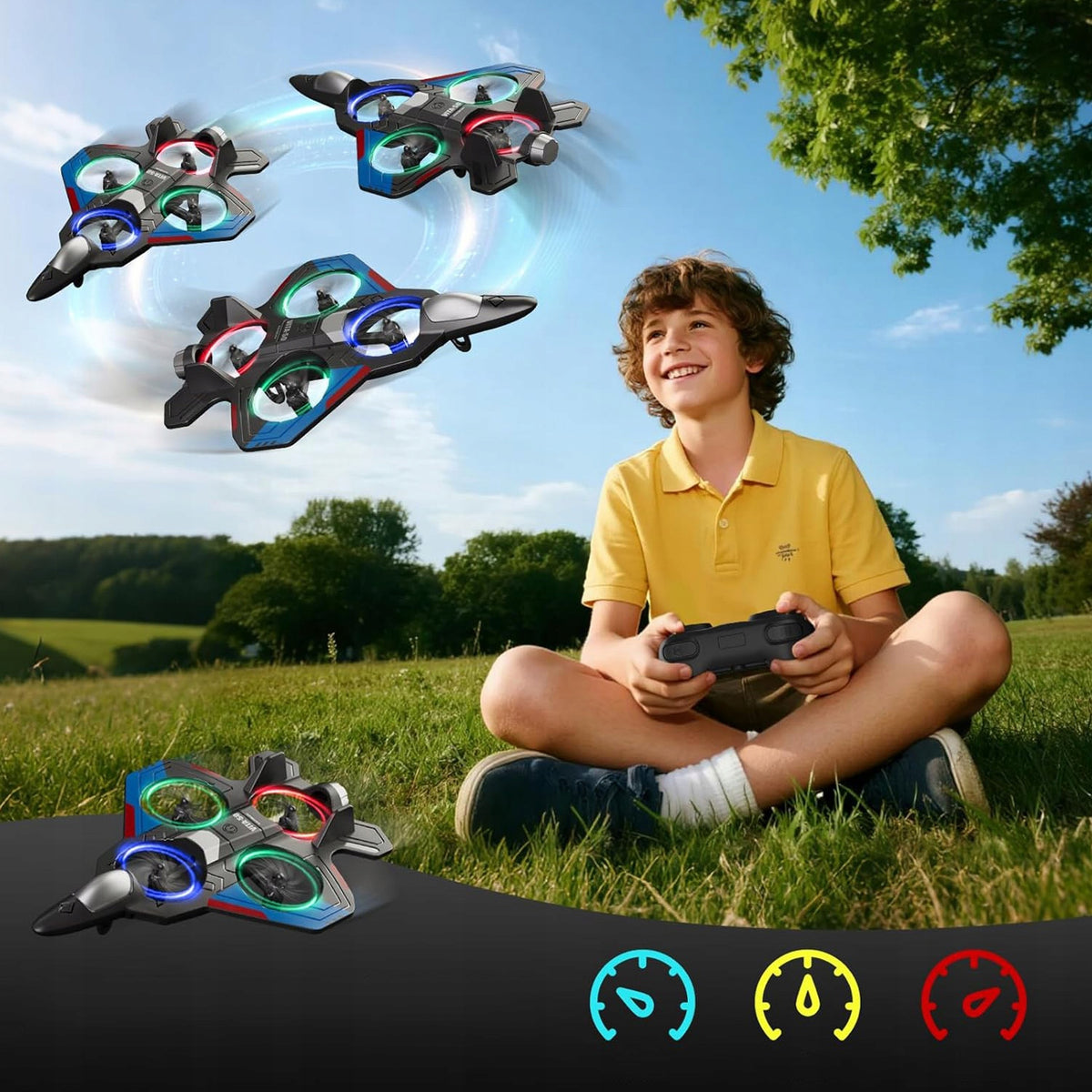 AIRCRAFT REMOTE CONTROLLED FIGHTER JET PILOT 3 SPEED LEVELS Packaging status original