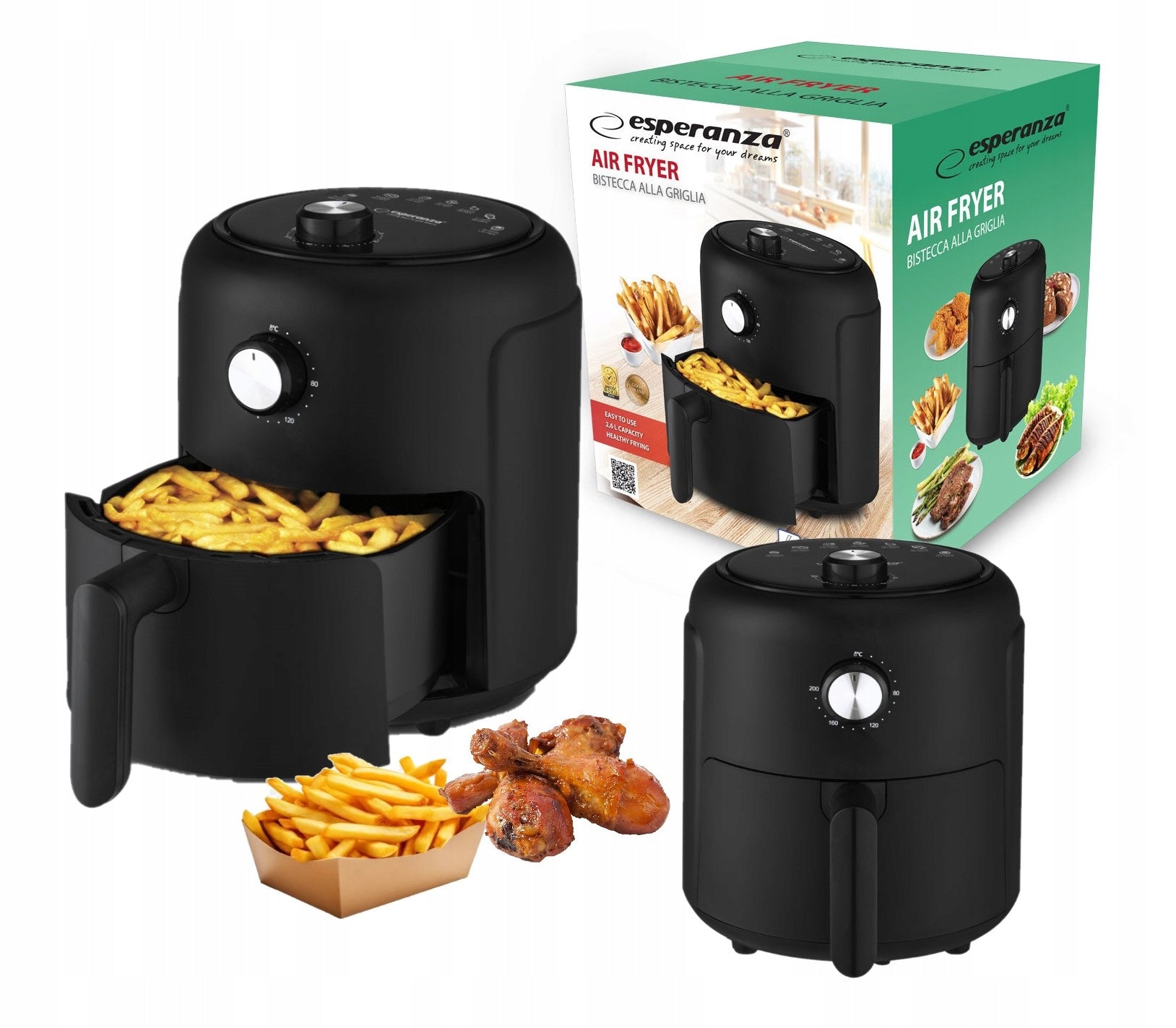 AIRFRYER 2.6L 1000W SMALL BLACK STRONG Packaging status original