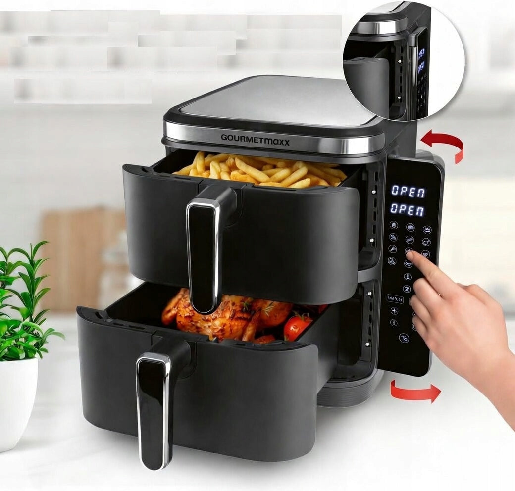 AIRFRYER VERTICAL AIR FRYER NON-FAT DOUBLE 2800W 12 PROGRAMS 10L Power 2800 W
