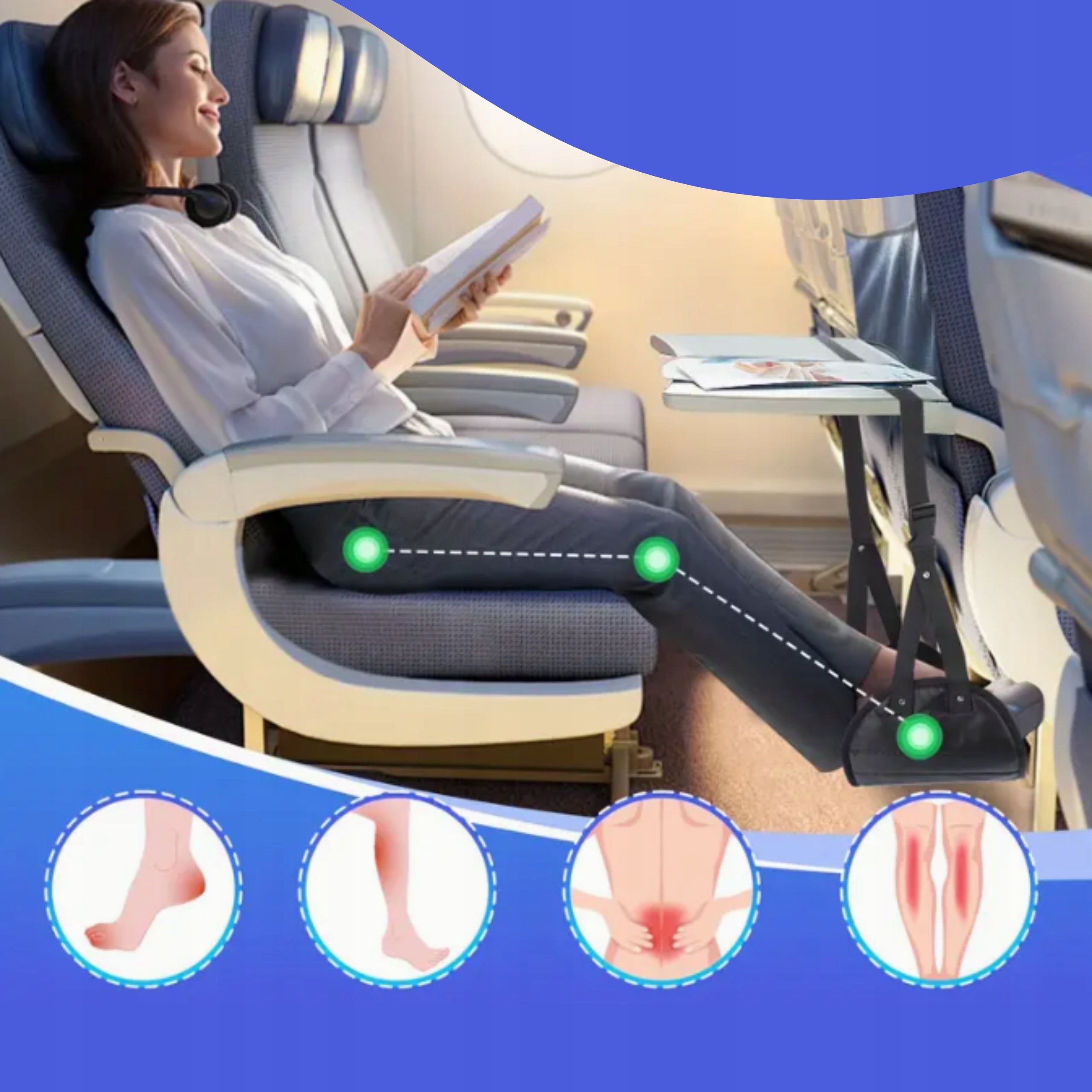 AIRPLANE TRAVEL FOOTREST PORTABLE FOLDING HANGING MINI LEG HAMMOCK Packaging status original