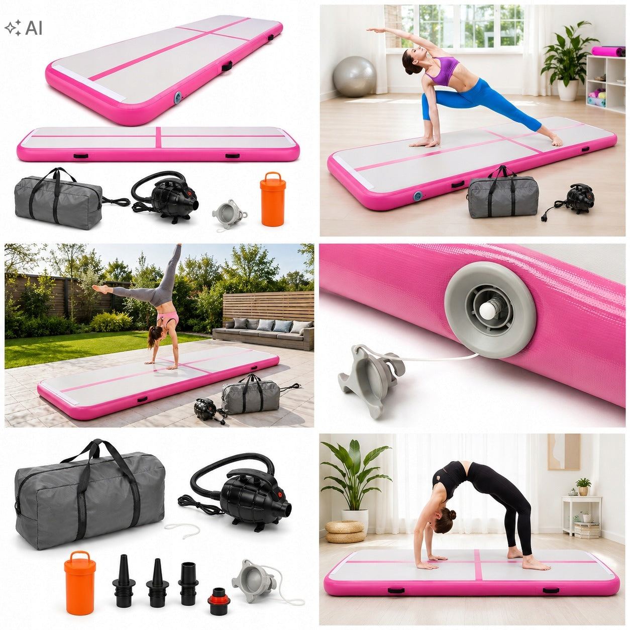 AIRTRACK 3M PATH ACROBATIC EXERCISE MAT INFLATABLE PUMP BAG Packaging status original