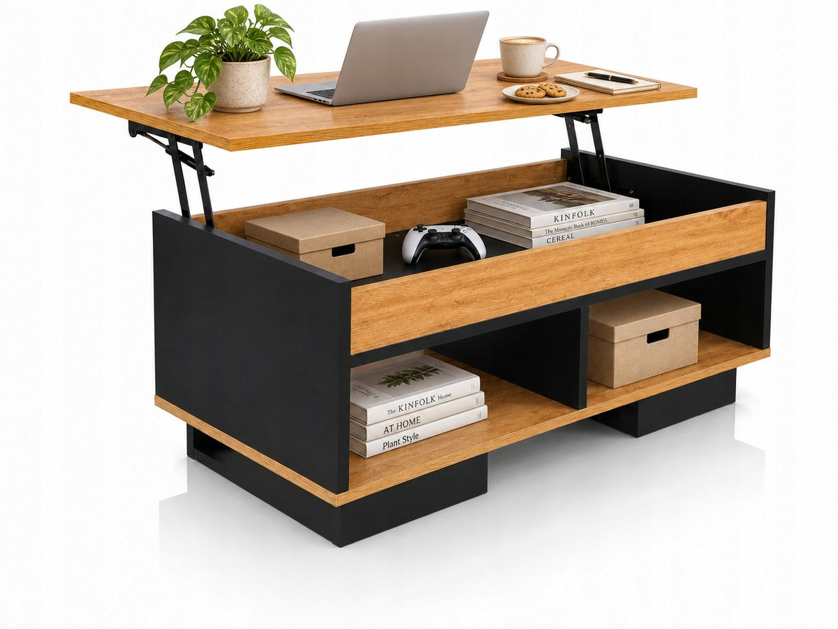 ALFA Oak Bench, Coffee Table, Table with Raised Top, Storage