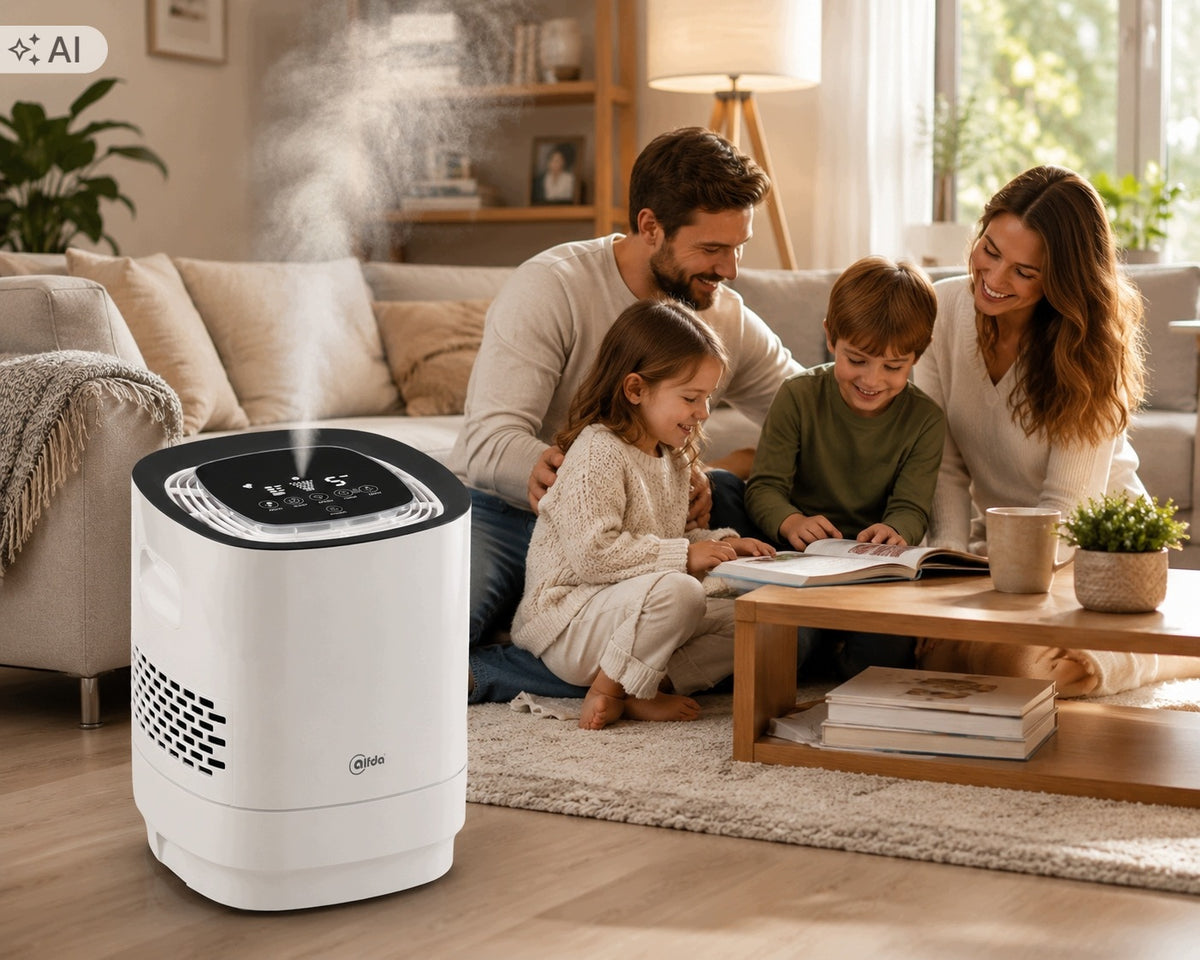ALFDA Air Purifier 330m3/h HEPA 35m2 Humidifier Ionizer 3in1 Manufacturer code ALFDA Oczyszczacz Powietrza 330m3/h HEPA 35m2